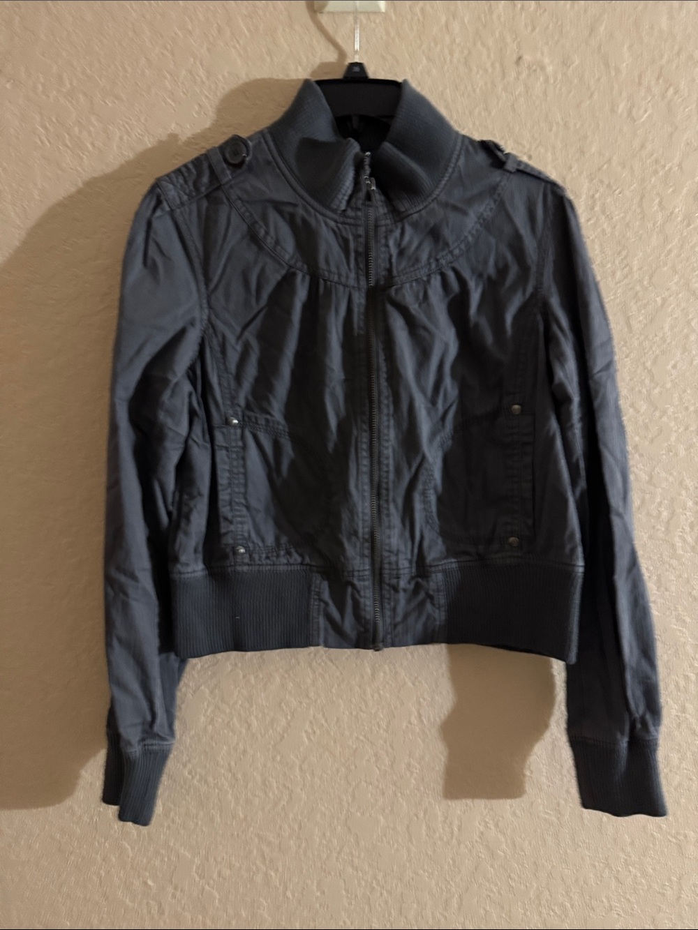 Miley Cyrus & Max Azria Charcoal Zip-Up Bomber Jacket